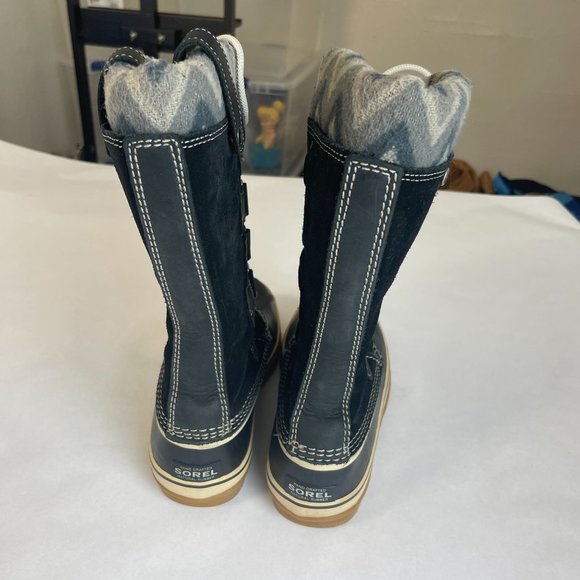 Sorel Insulated Black Lace Up Suede Mid Calf Boots Size 8.5 - Picture 4 of 5